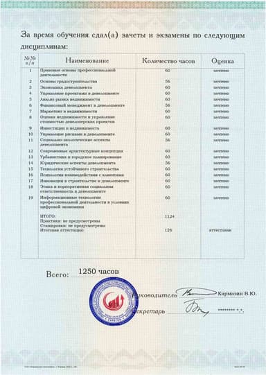 Образец приложения оборотная сторона (аттестационная работа) по программе Девелопмент